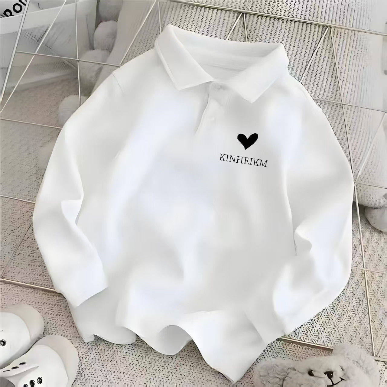 polo衫中大童纯棉卡通印花洋气长袖上衣秋冬儿童宽松翻领童装卫衣