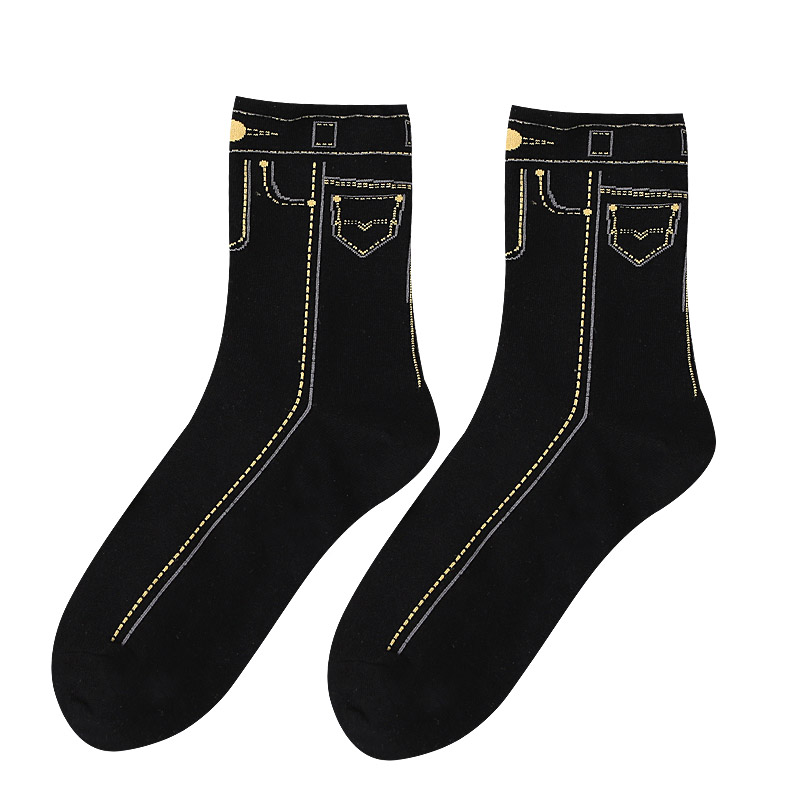 达达狼旗舰店韩国东大门个性潮袜百搭中筒时尚街头休闲四季棉袜牛仔裤图案袜子3