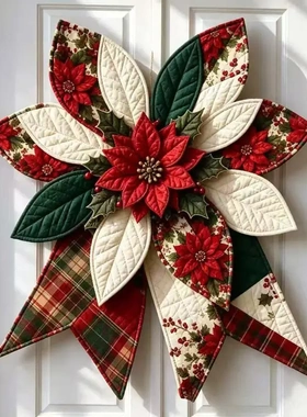 跨境新款Large Patchwork Bow Wreath大型拼布蝴蝶结花环材料包