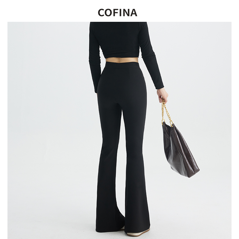 Cofina高个子超模裤加长黑色高腰微喇西装裤女拖地裤子休闲裤长裤 - 图2
