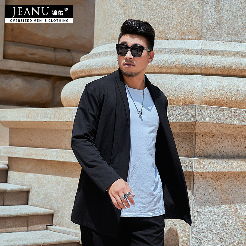 胖子男士休闲开衫中长款加大披风 锦佑风衣