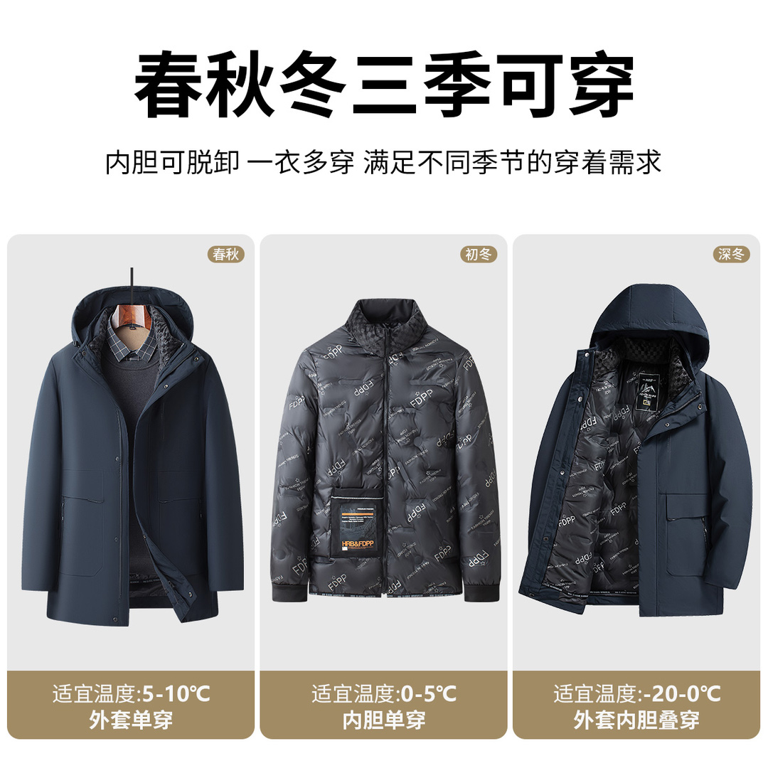 罗蒙可卸内胆加厚男士棉服冬季外套2024新款休闲防风保暖棉衣冬款