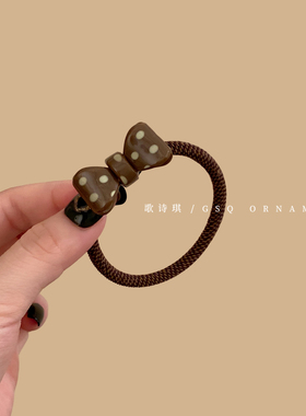 温柔简约立体波点蝴蝶结发绳