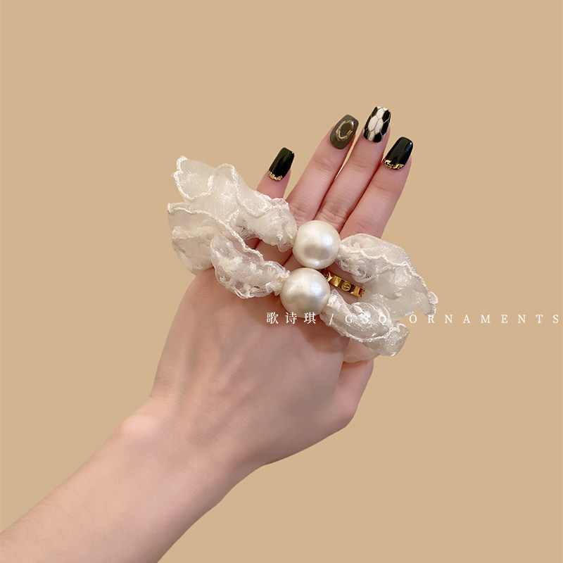 白色优雅蕾丝网纱小肠发圈女高级感马尾头绳2025新款法式扎头皮筋,淘宝优惠券,粉丝福利购,淘宝优惠卷