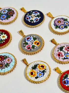 复古风微镶花朵吊坠小众多色可选设计轻奢气质 DIY 饰品配件吊坠