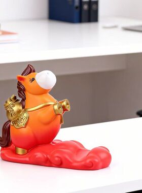 马上来财手机支架桌面办公室吉祥物装饰品生肖马摆件树脂伴手礼