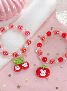 儿童手链女童卡通珠子手镯手串节日氛围感手饰品宝宝新年礼物首饰