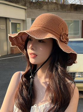 夏季UPF50+针织大檐防晒渔夫帽