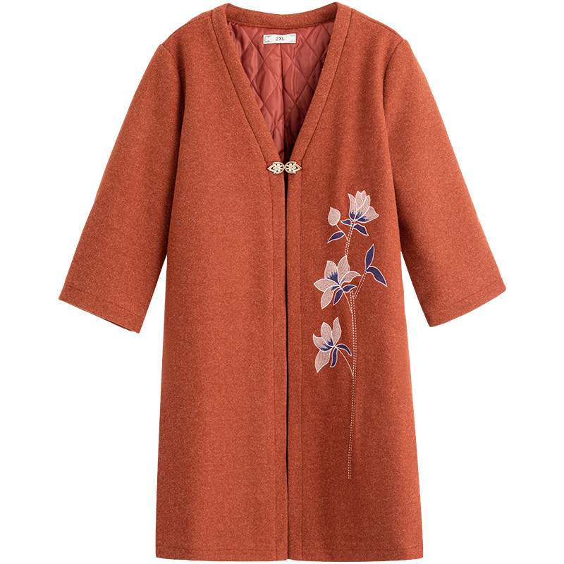 秋冬装新款胖妈妈毛呢外套宽松洋气 优爱菲中老年女装