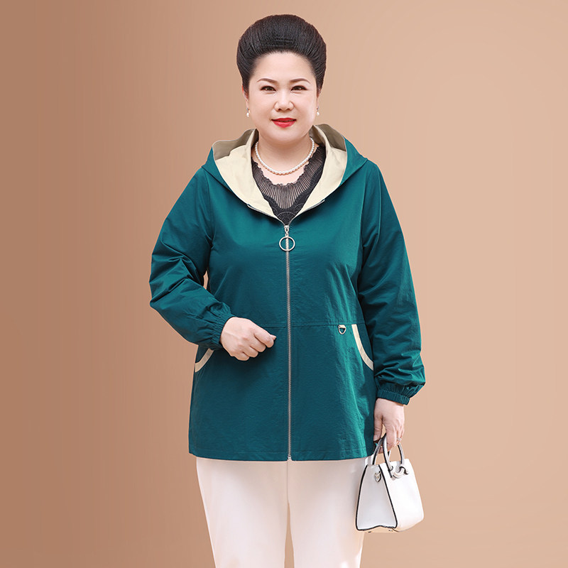 胖妈妈加肥加大码秋冬装高贵风衣 优爱菲中老年女装