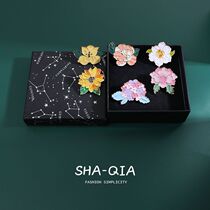 Sunflower Peony Flowers Brooch Schoolgirl School Uniform School Bag Accessories Trend Anti-Walking Light Flowers Badge Individuality Pin