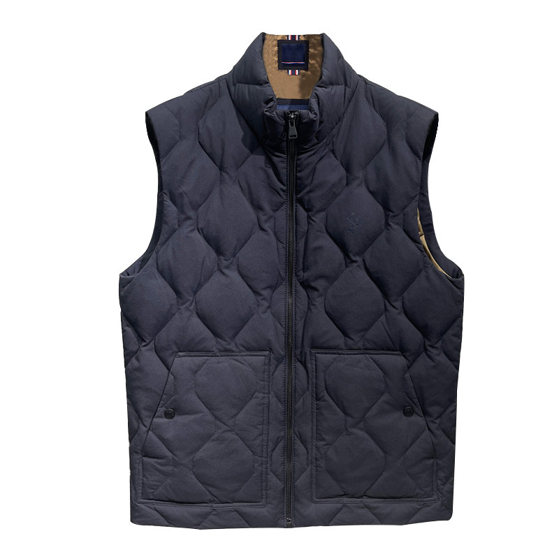 细节拉满 意式高端冬季立领羽绒马甲 白鸭绒菱形格背心 藏青色,淘宝优惠券,粉丝福利购,淘宝优惠卷