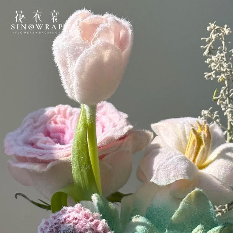 花衣裳 圣诞节玫瑰植绒粉毛绒粉雪粉鲜花束装饰diy材料花艺资材,淘宝优惠券,粉丝福利购,淘宝优惠卷