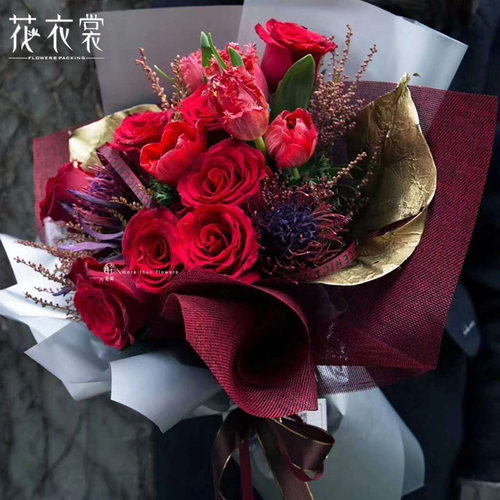 花衣裳 亚麻布 复古彩麻片 鲜花包装纸花束材料包花纸花店用品 - 图2