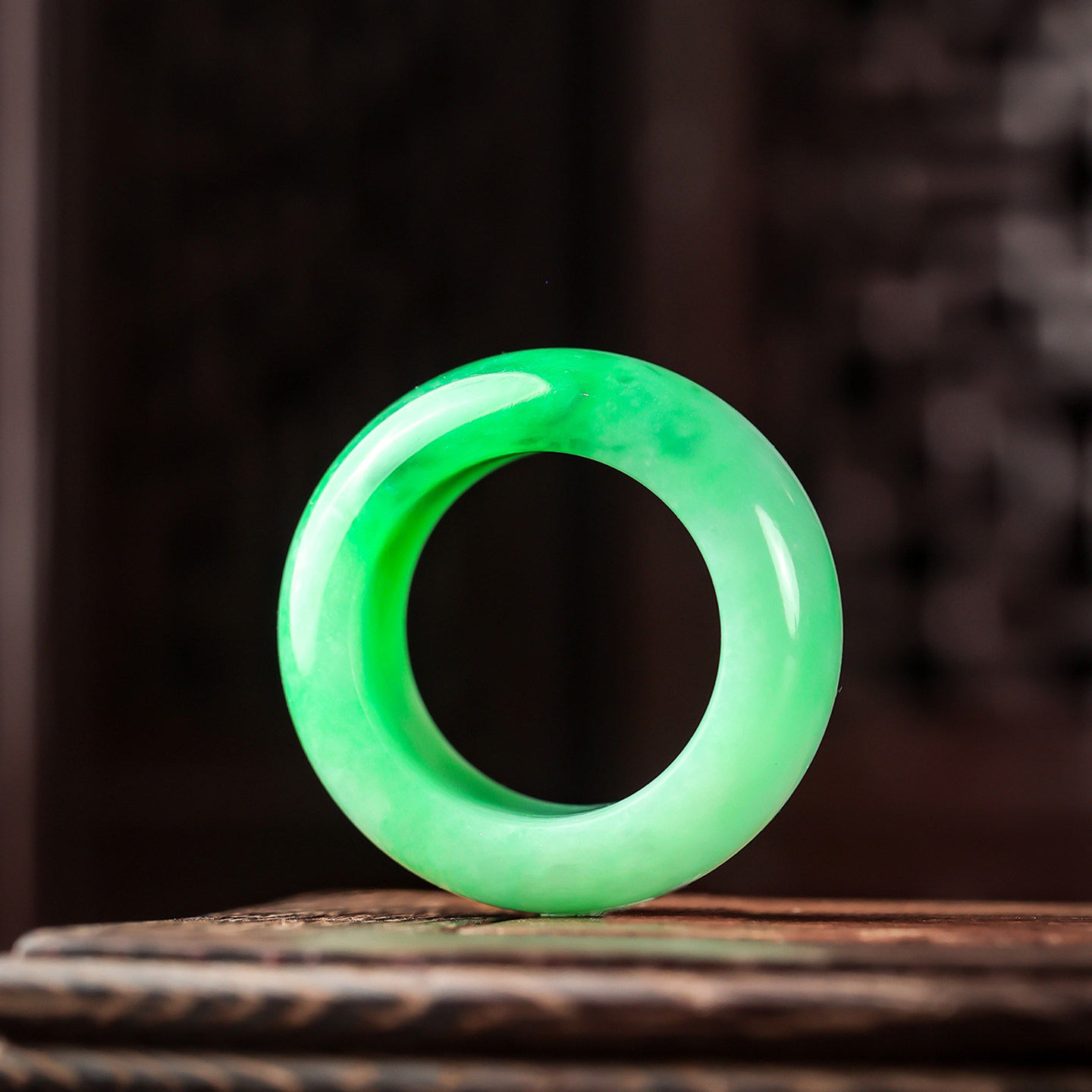 Yangzi Jewelry Laokeng Bing Green Jade Ring