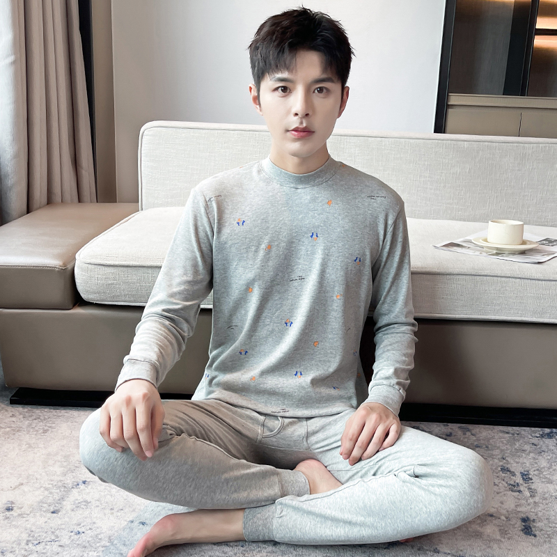 青少年纯棉秋衣秋裤套装男士保暖内衣套装初高中学生棉毛衫薄款