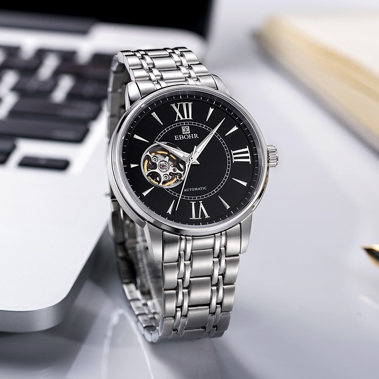 依波手表男机械表官方正品旗舰店防水镂空手表钢带手表男款5625