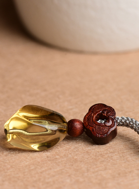 男女同款天然黄水晶吸财项链吊坠