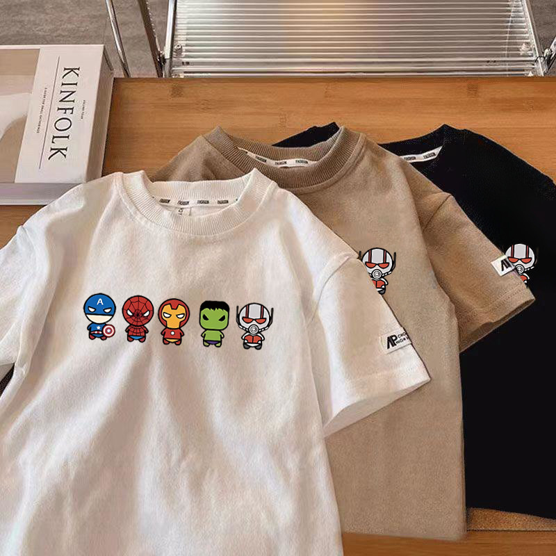 男童夏季卡通新款短袖t恤2025韩版新款中小童钢铁侠百搭打底上衣,淘宝优惠券,粉丝福利购,淘宝优惠卷