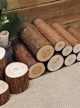 实木树桩造型壁炉装饰木柴摆件