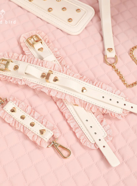 粉蕾丝puppy 女男硅胶项圈小狗 cosplay项圈手环 眼罩套装