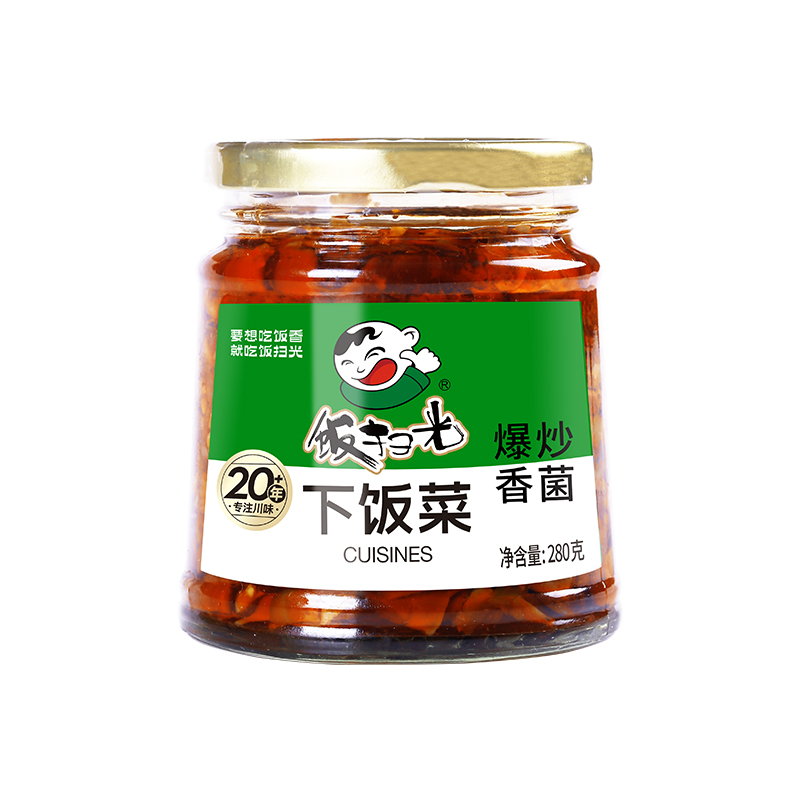 饭扫光爆炒香菌280g瓶装酱菜拌面拌饭咸菜泡菜泡椒四川 - 图2