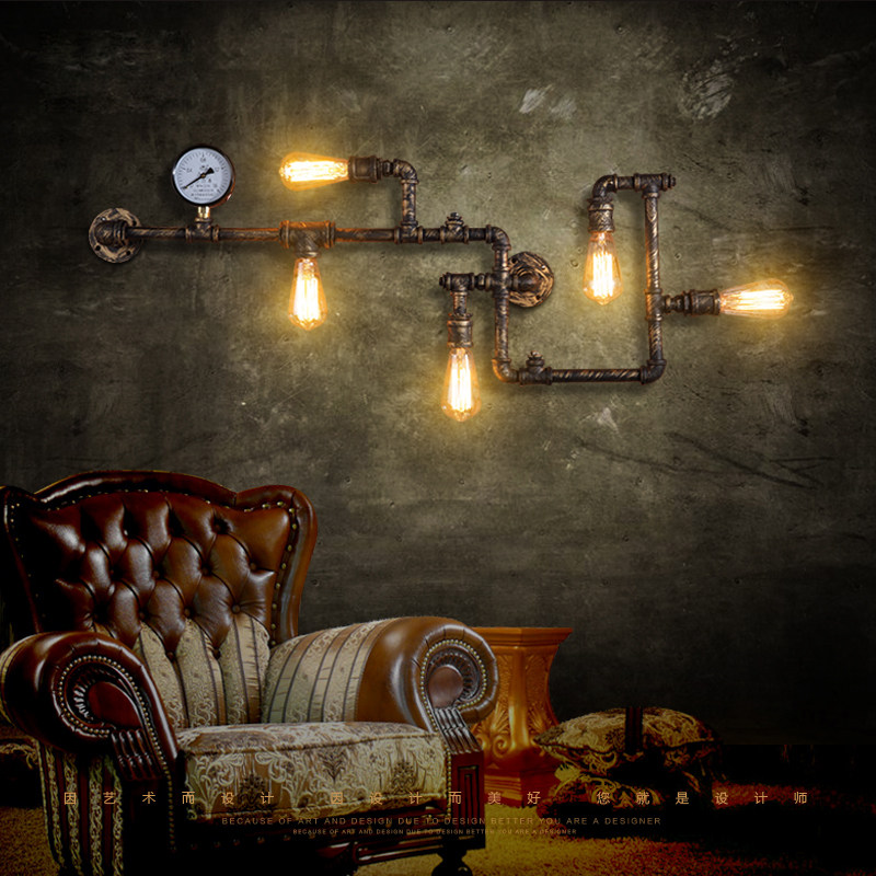 美式复古工业风餐厅酒吧过道怀旧loft创意个性铁艺水管装饰墙壁灯,淘宝优惠券,粉丝福利购,淘宝优惠卷