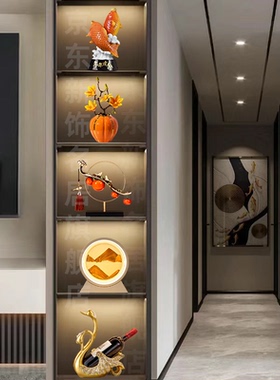 现代酒柜装饰品摆件高档轻奢客厅高端大气上档次电视玻璃柜工艺品