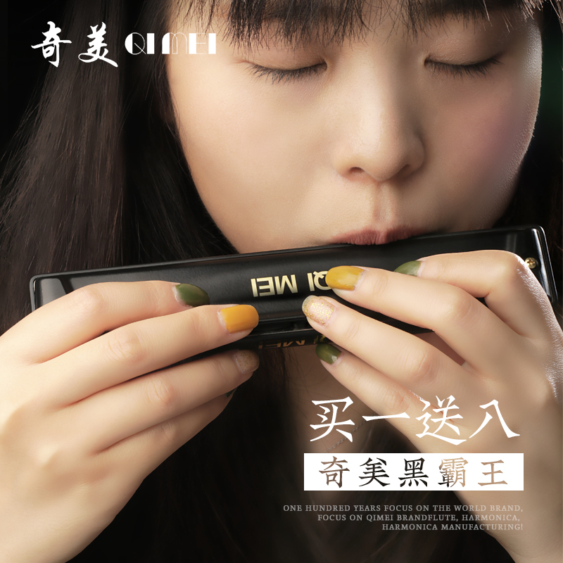 弦律乐器专营店奇美黑霸王口琴专业演奏级24孔复音儿童学生初学者成人入门送礼3