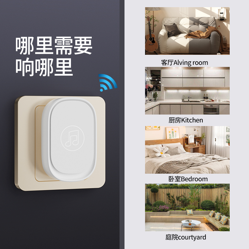 门铃家用无线超远距离智能电子遥控门铃铛入户叮咚门钟老人呼叫器 - 图2
