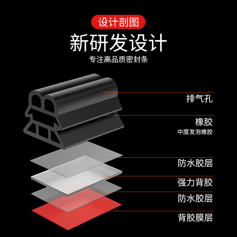 汽车密封条隔音条三层加厚全车车门通用门缝防尘降噪防水专用胶条