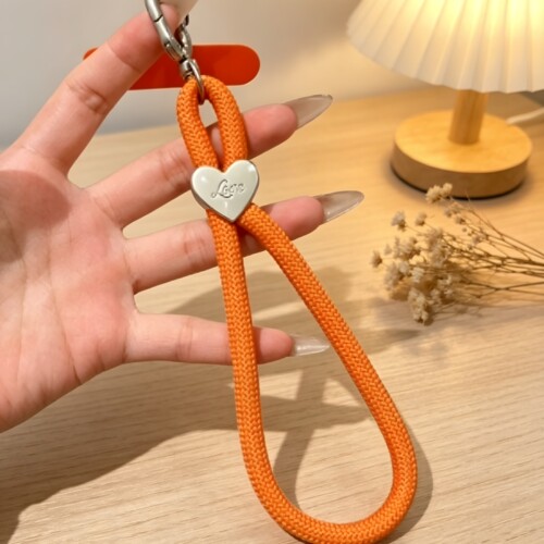 爱心LOVE手机挂绳手腕绳结实短款夹片垫片防丢高级感结实耐用防摔便携钥匙扣欧洲防盗直径8MM多功能包挂新款 - 图1