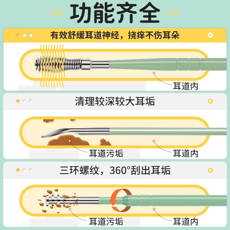 挖耳勺套装掏耳朵神器螺旋掏耳勺专业扣耳屎大人家用耳朵采耳工具-图1