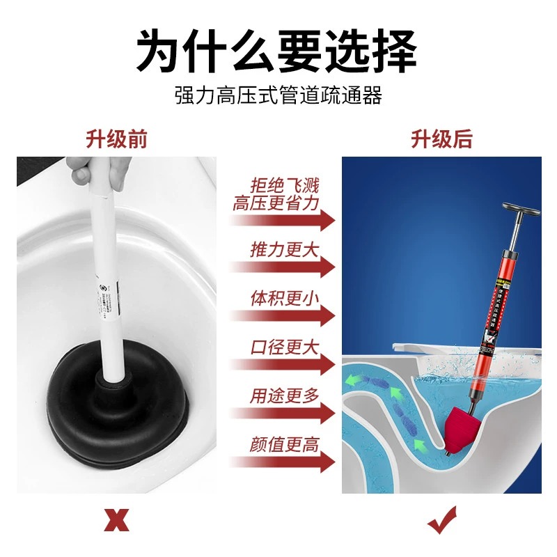 马桶疏通神器一炮通高压气通厕所下水道适用管道疏通堵塞专用工具 - 图0