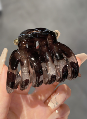 复古玳瑁纹中号抓夹光泽质感半扎盘发两用发夹日常通勤后脑勺发饰