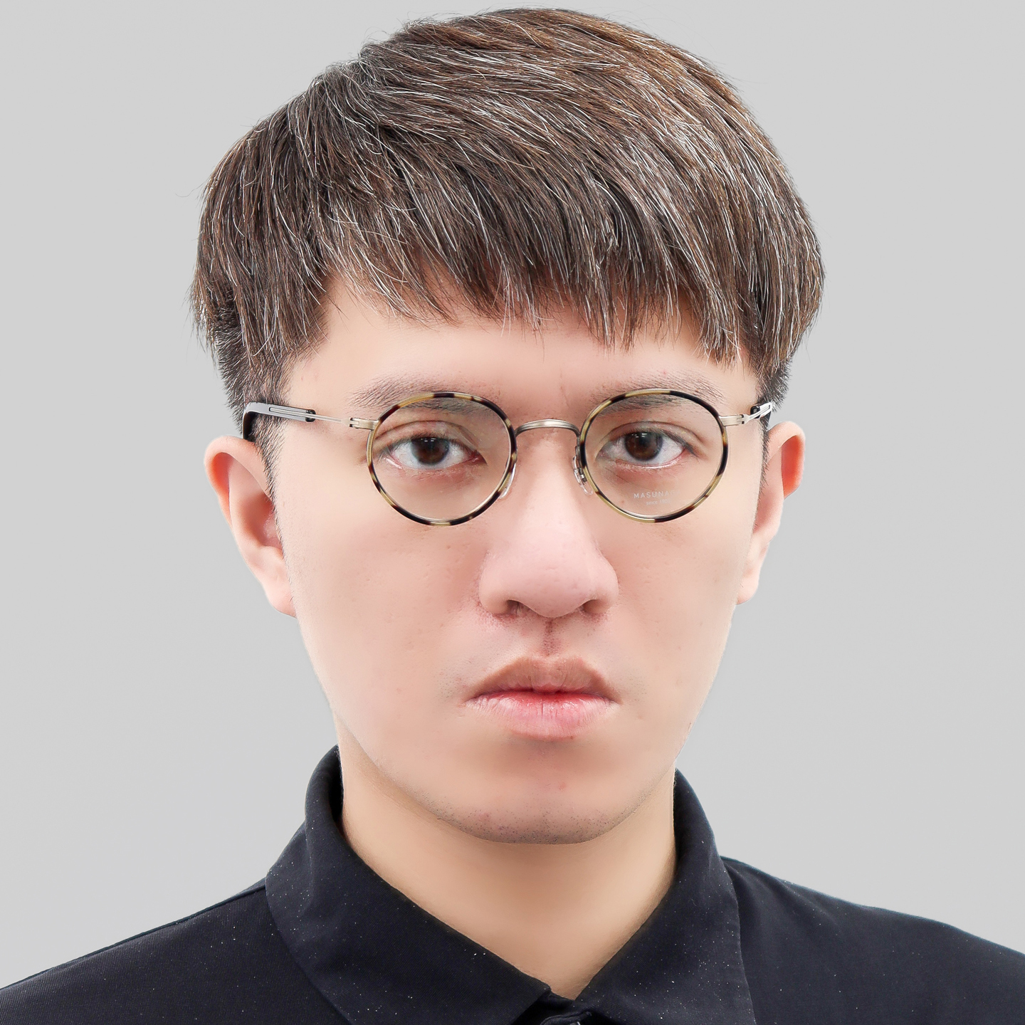 日本Masunaga增永眼镜框45mm纯钛超轻复古圆框高度数眼镜架GMS127 - 图0