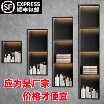 Custom stainless steel wall niche bathroom Embedded mesh Red toilet shelve TV Seamless welding anti-fingerprint nano