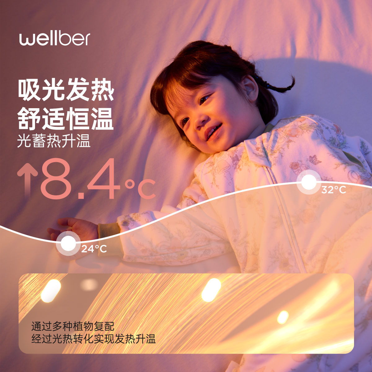 威尔贝鲁宝宝睡袋恒温分腿夹棉7A抗菌婴儿秋冬防踢被神器儿童睡袋
