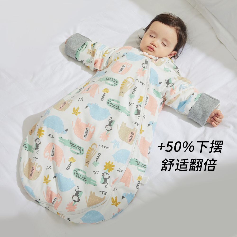 wellber旗舰店威尔贝鲁婴儿睡袋新生儿纯棉秋冬新生宝宝睡袋儿童防踢被冬季厚款1