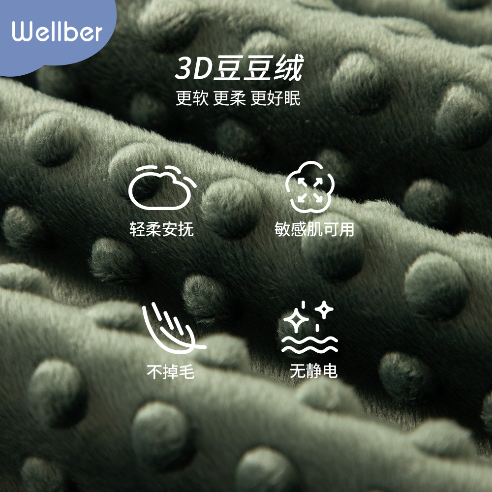 wellber旗舰店威尔贝鲁豆豆毯婴儿秋冬宝宝被子竹棉毛毯春秋毯子幼儿园儿童盖毯1