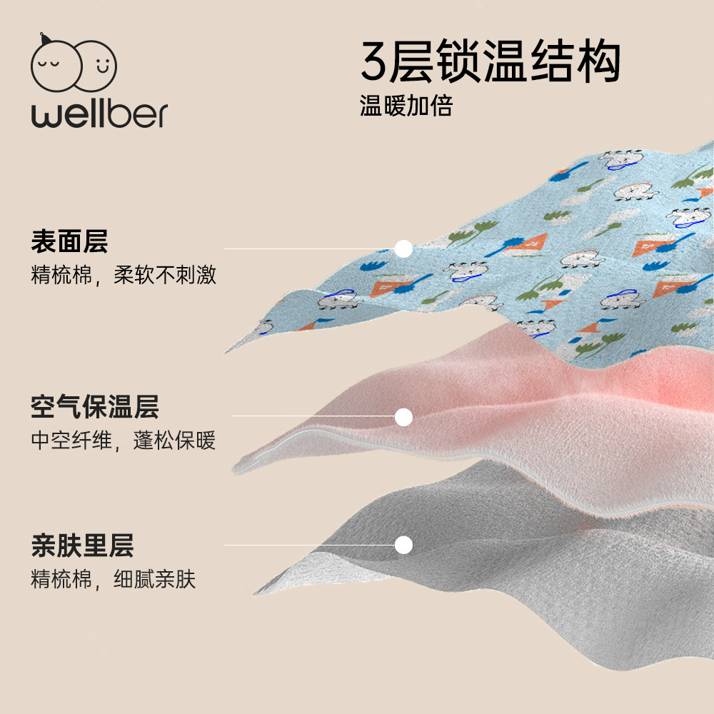 威尔贝鲁春秋款宝宝纯棉分腿防踢被 wellber睡袋/防踢被
