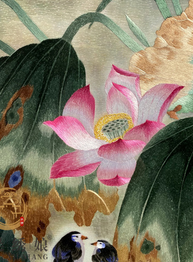 东吴绣娘手工简约现代挂画水墨荷花翠鸟书房客厅沙发背景苏绣刺绣