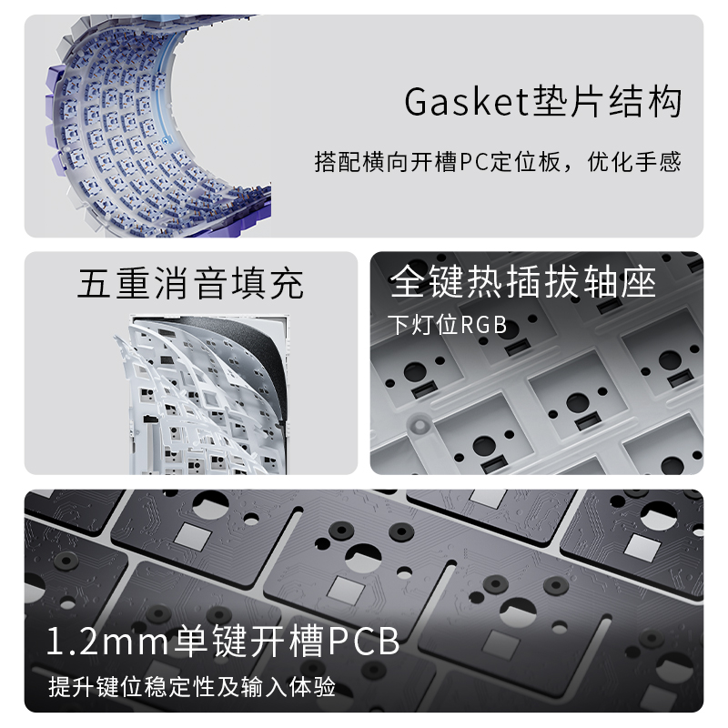 黑爵AK820三模蓝牙机械键盘客制化游戏Gasket结构单键开槽带屏幕