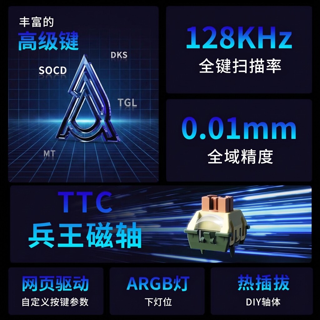 黑爵AK980max磁轴机械键盘游戏有线客制化热插拔电竞男生电脑台式