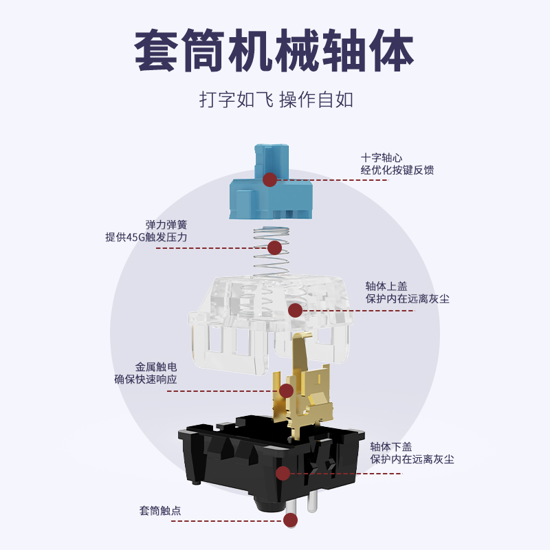 黑爵AK680机械键盘游戏有线热插拔小型键盘无线双模茶轴红轴68键-图3