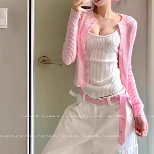 韩系甜美粉色领带腰带可爱腰绳高级感小众百搭腰封配裤子腰饰配饰 - 图2
