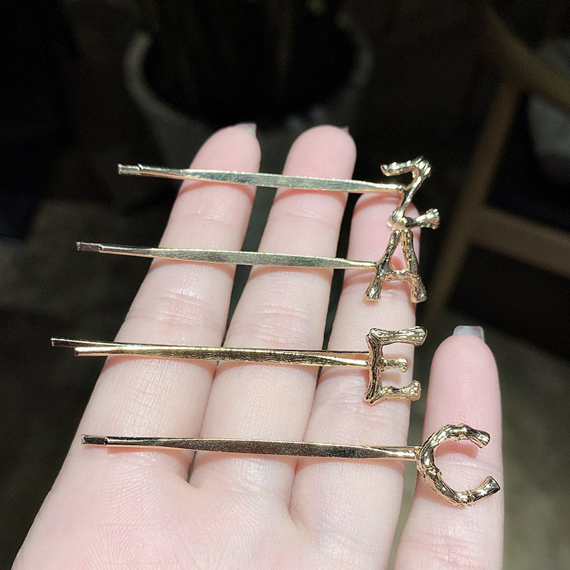 可以搭配自己名字的英文字母发夹一字夹小卡子发卡夹子头饰女边夹 忆夏饰品旗舰店 淘优券