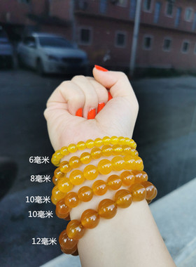 包邮天然玛瑙圆珠红黄绿白灰紫黑色手链6-8-10-12-14玉髓手串男女