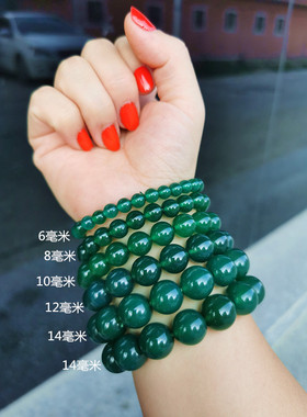 包邮天然玛瑙圆珠红黄绿白灰紫黑色手链6-8-10-12-14玉髓手串男女
