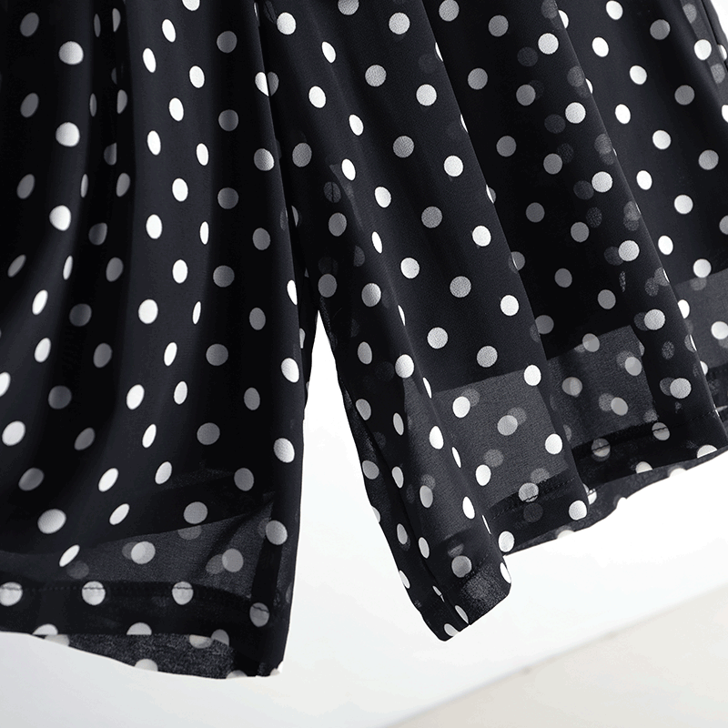 五分裤波点大脚甩腿中老年雪纺裙裤 主蔻休闲裤